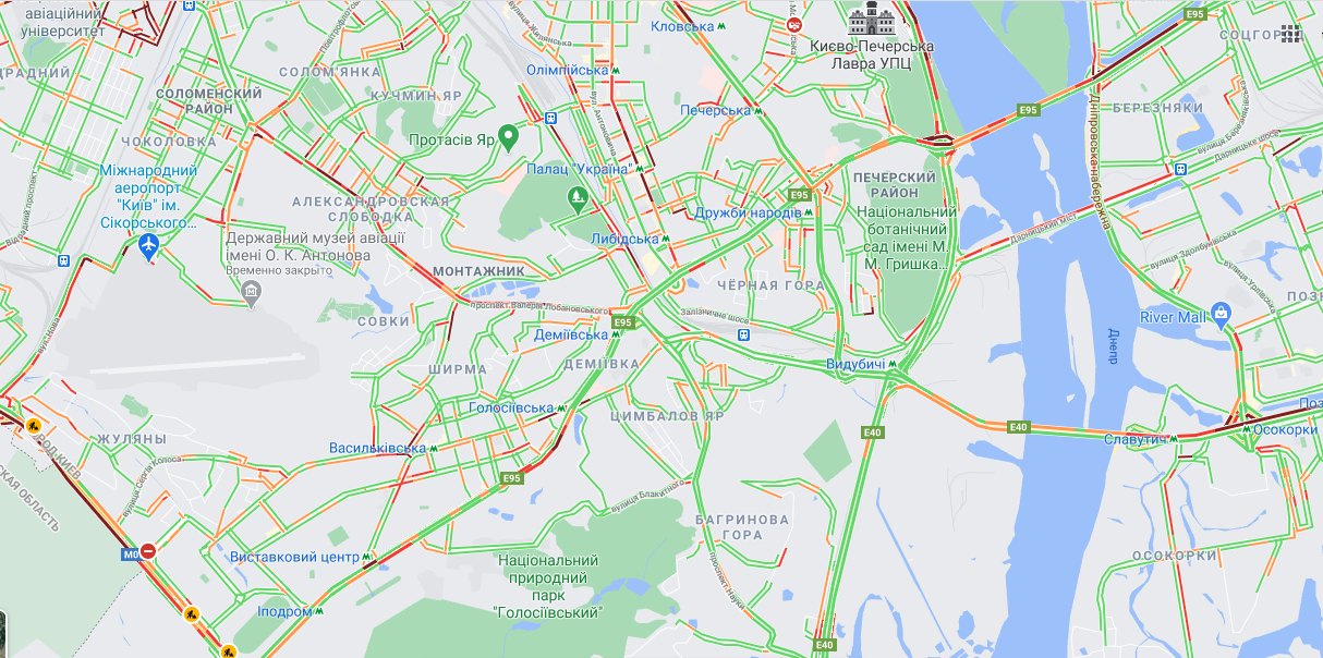 Пробки в Киеве. Гугл мэпс