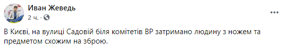 возле здания Верховной Рады в Киеве сотрудники правоохранительных органов задержали мужчину